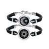 Sun&Moon Touch Bracelets With Braided Leather Rope (Black+Black)