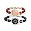 Sun&Moon Touch Bracelets With Braided Leather Rope (Black+Red)