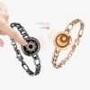 Sun&Moon Touch Bracelets With Figaro Chain (Black+Rose Gold) 1