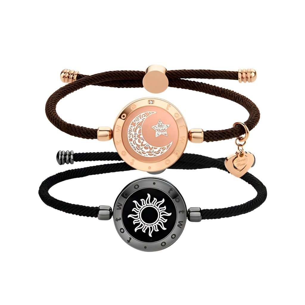 Sun&Moon Touch Bracelets With Milan Rope(Black+Brown)