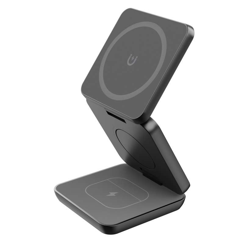 3 In 1 Foldable Magnetic Wireless Charger And Stand Black 1