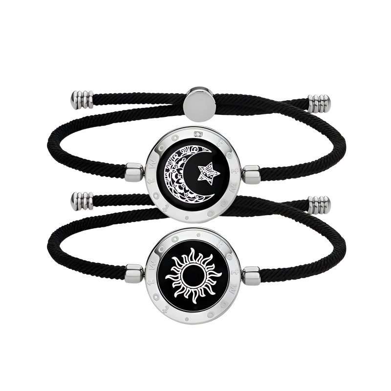 Sun&Moon Touch Bracelets With Milan Rope(Black+Black)