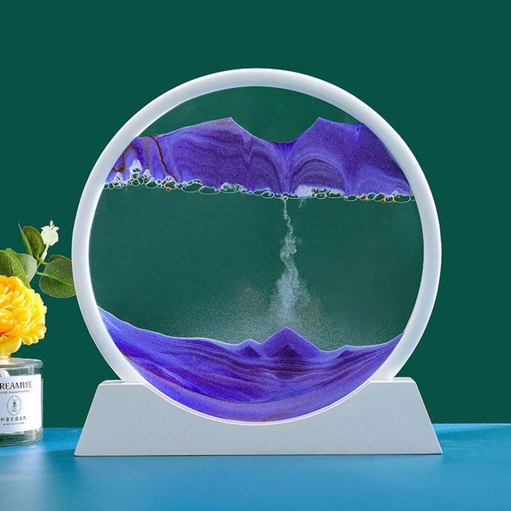 3D Moving Sand Art White Frame   Purple