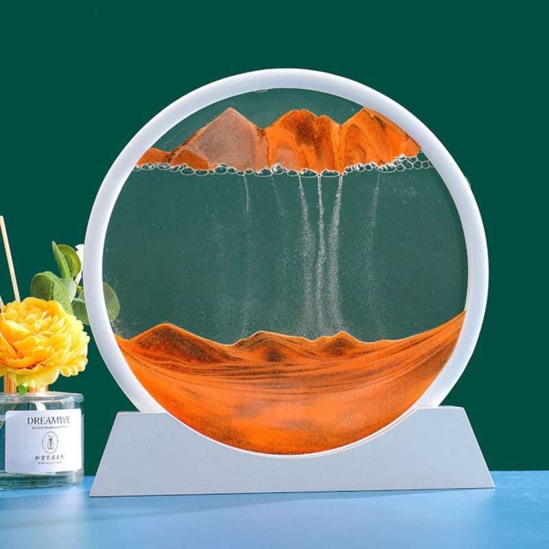 3D Moving Sand Art White Frame   Yellow